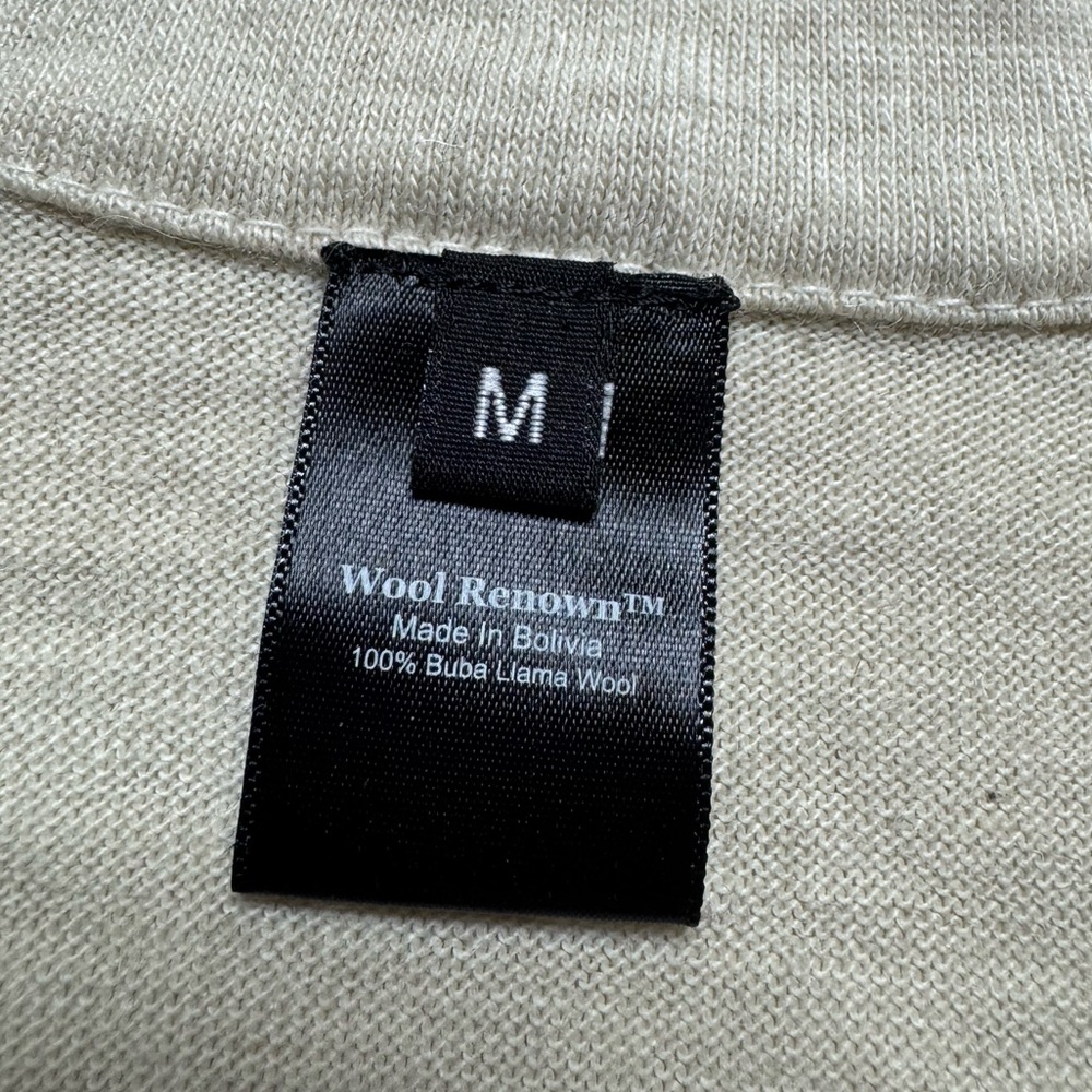 Wool Renown Men’s Llama Ivory Cream Mock Neck 1/4 Zip Up Sweater M - Picture 6 of 6
